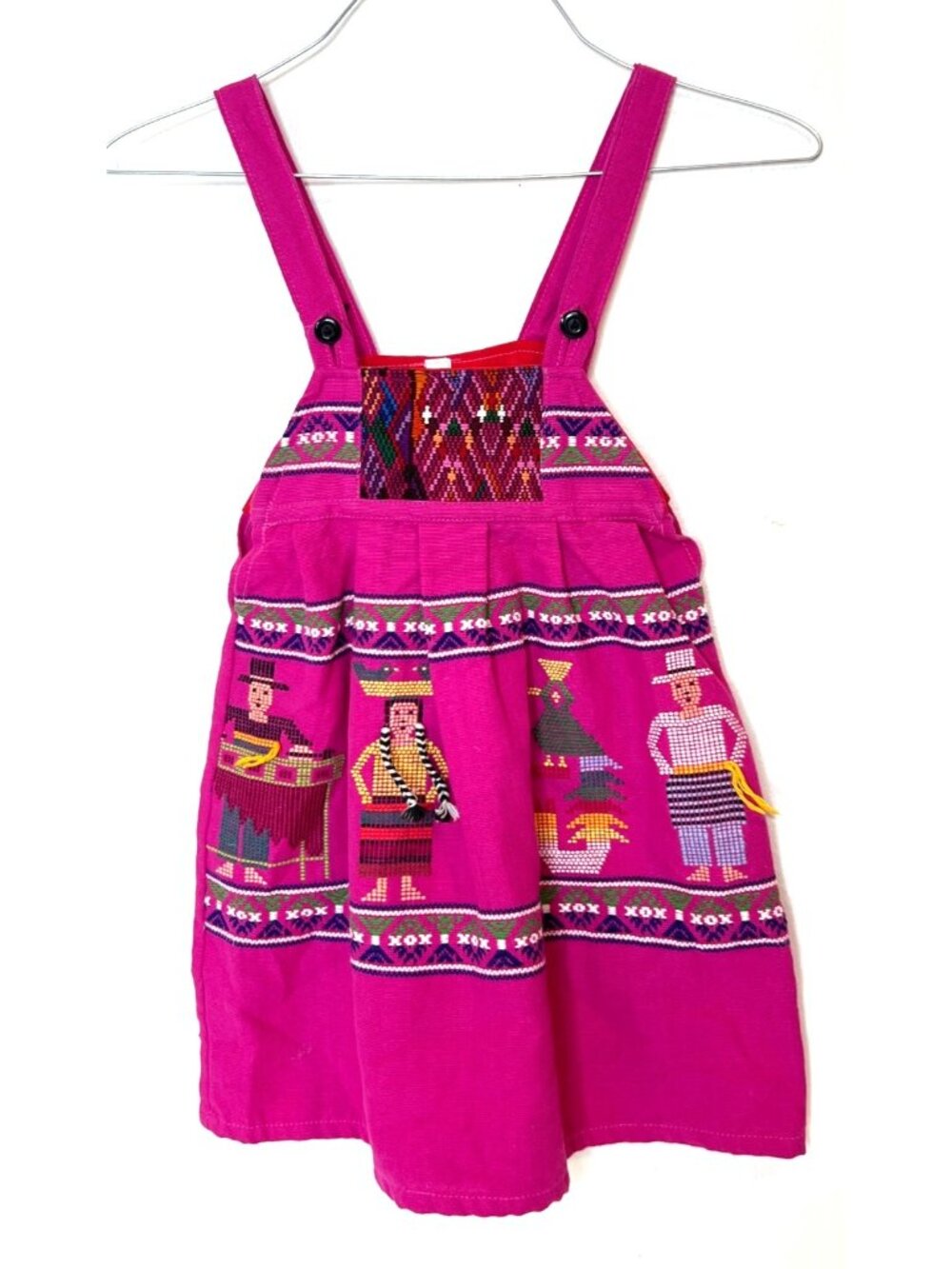 Handmade Guatemala Dress Cotton Girls size 4 Pink People Button CUTE